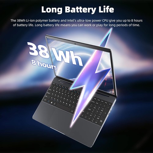 Naclud 15.6 Inch Laptop 12GB RAM 512GB SSD, 1080P FHD Celeron N5095 Up to 2.8GHz - Picture 6 of 7