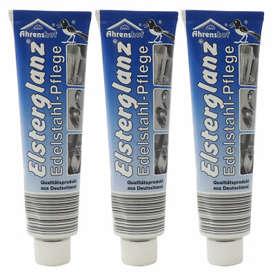 3x 150ml Elsterglanz Orig, Edelstahl-Pflege Edelstahl Politur Edelstahlreiniger