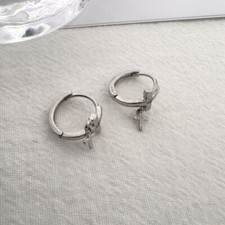 12mm Cross Small Hoop Earrings for Men Women Streetwear Hip Hop Unisex Earrings
