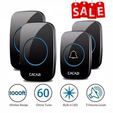 2 Pair Wireless Doorbell Waterproof Door Bell Kit Home House Ring Bell