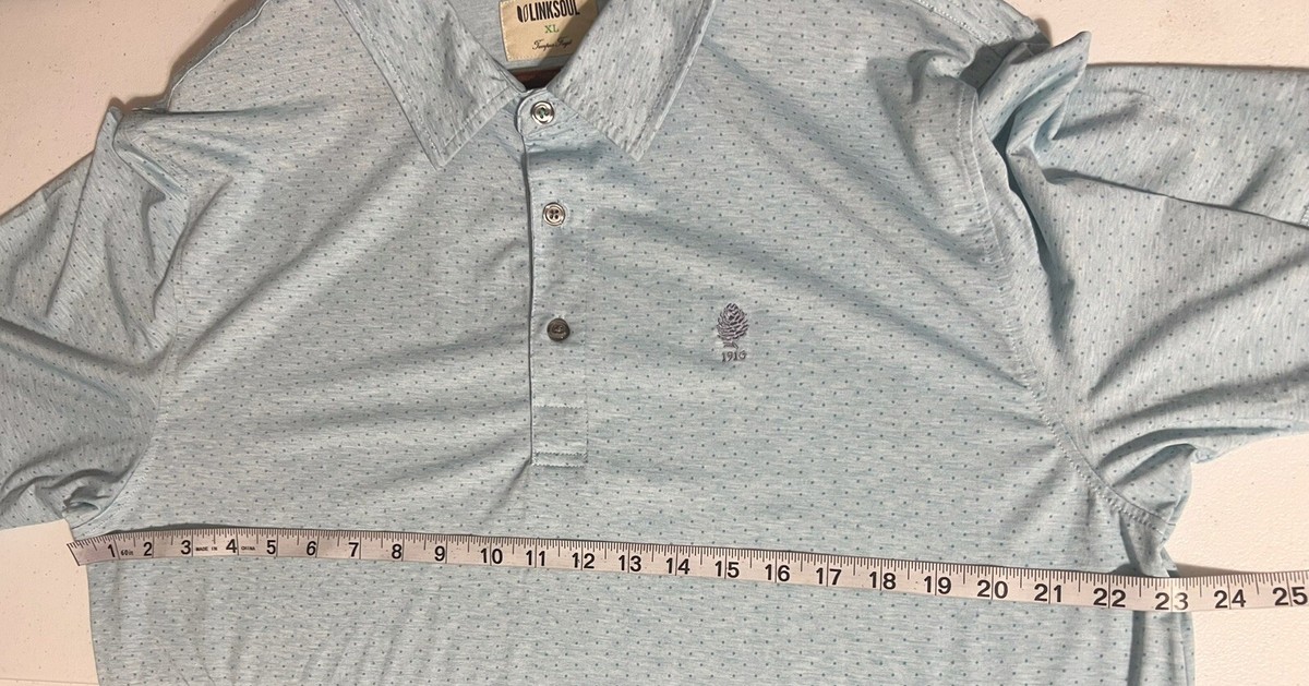 Linksoul Golf Pocket Polo Shirt Blue Polka Dot Men's XL Pine