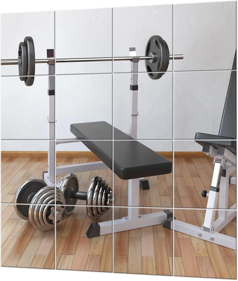Juego grande de azulejos de espejo de vidrio de cuerpo completo - Perfecto para gimnasios y bodas en casa Foto 3 de 4