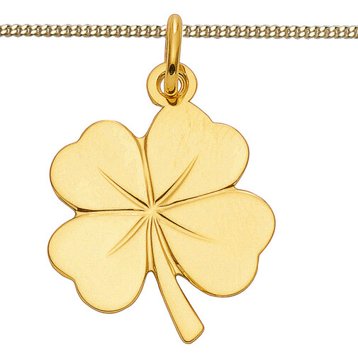 GlüCks Herz Klee Kleeblatt AnhäNger Echt Gold 333 Mit Kette Silber 925 Vergoldet-image