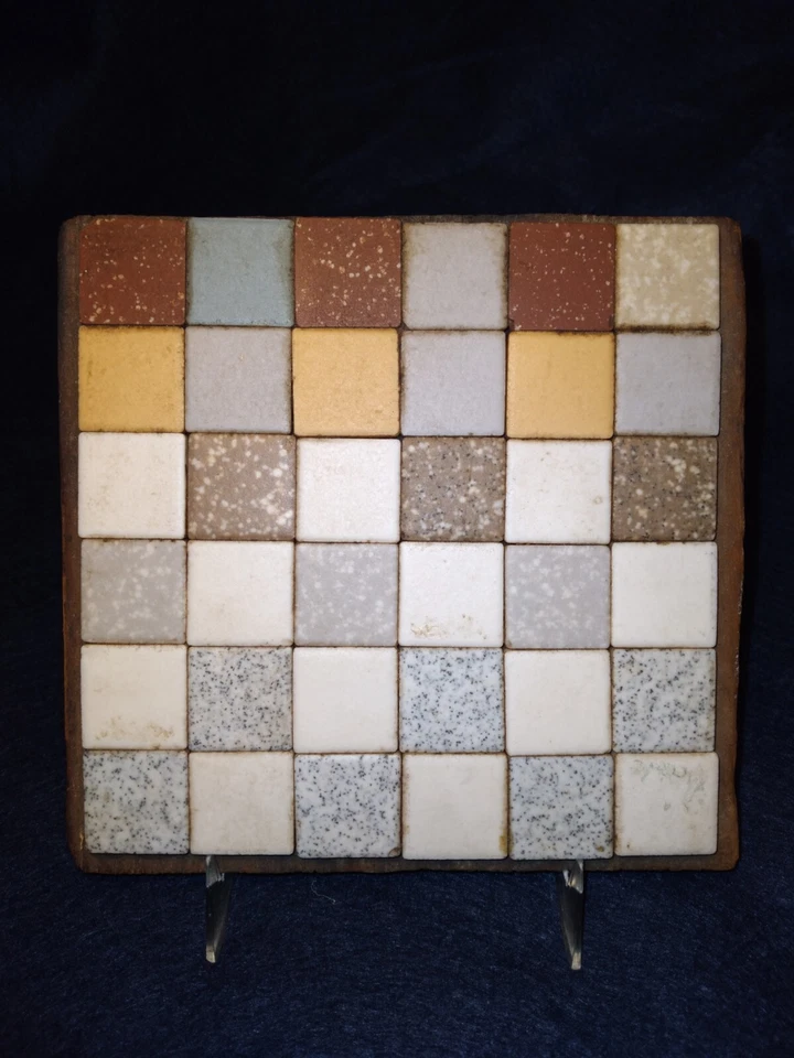 Mid Century Trivet Art Tiles On Wood - Image 3 of 4