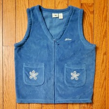 LL BEAN Girl's XL Fleece Vest - Flower Pockets Design - w/ Logo - Blue