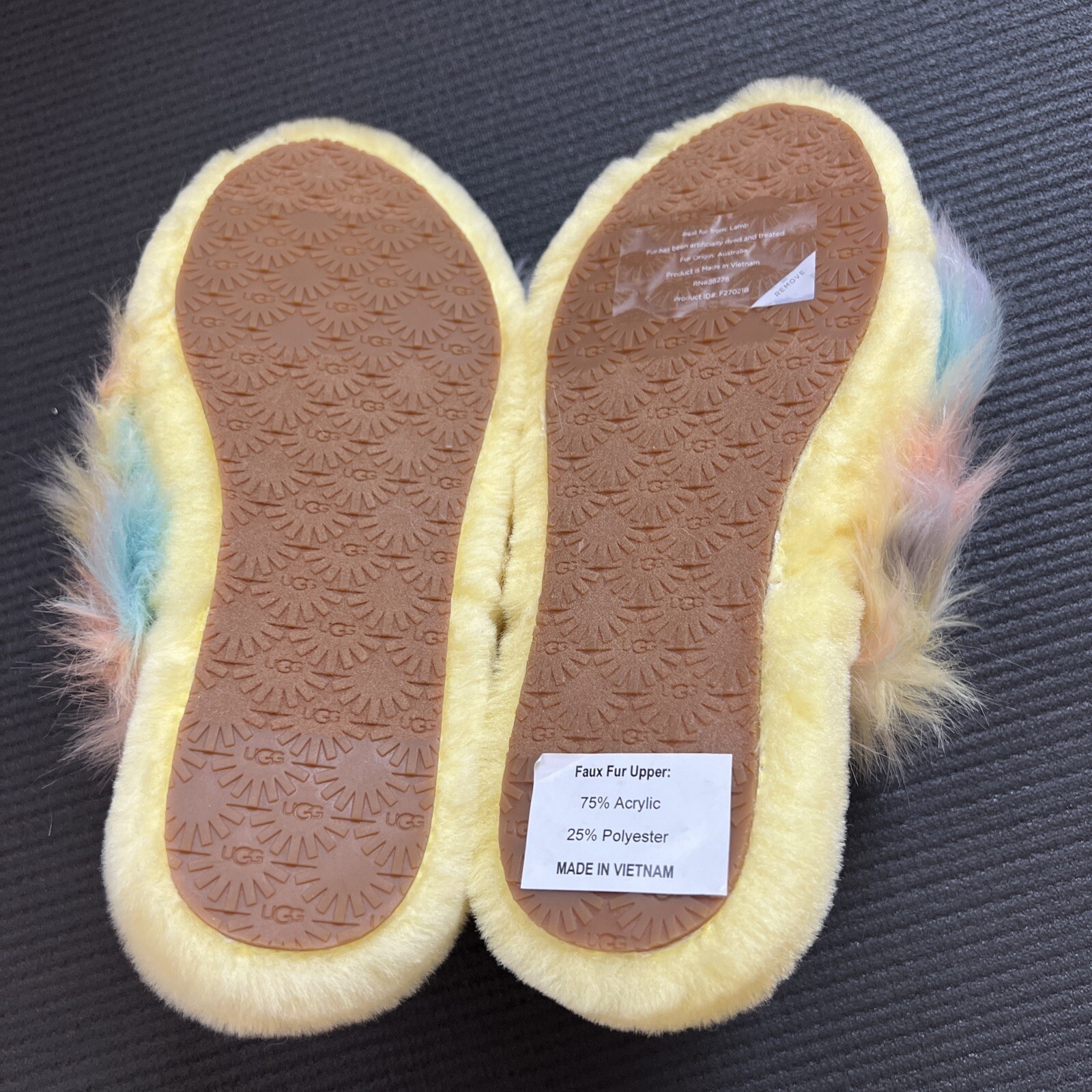 PANTOFOLA D’ORO UGG Ciabatta Donna Fluff Yeah Slide 1120033K Giallo Taglia 5 Nuova