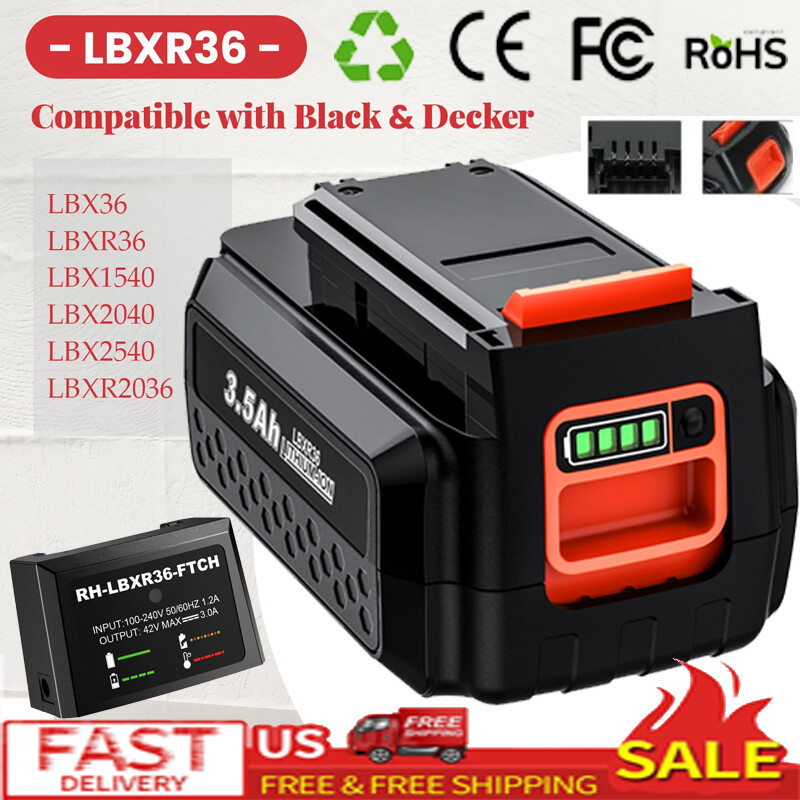 For Black and Decker 40 Volt Max Lithium Battery / Charger LBXR36 LBX2040 Pack