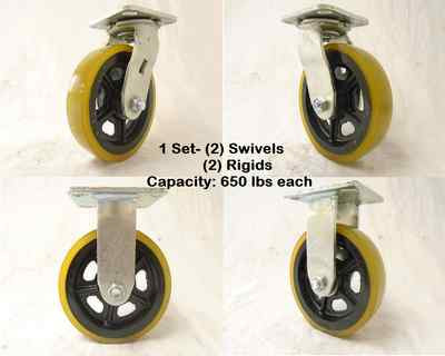6'' x 1-1/2'' Swivel Caster Prec Seal Bearing Premium Urethane Wh & Rigid Tool Box