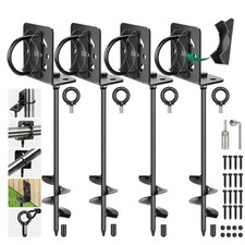 Ground Anchors Screw in - Heavy Duty Trampoline Stakes with Bracket... Fast Ship