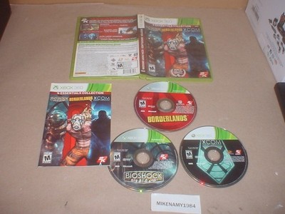 ESSENTIALS COLLECTION w/ BORDERLANDS,BIOSHOCK, X-COM (water Damaged - XBOX 360