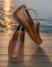 G.H. Bass Co. Men's Alan Leather Penny Loafers Brown Size 8.5 M Made in Brazil