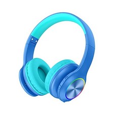 2021tooth Kids Headphones Fit for Aged 3-21, Colorful LED Lights Comfort Blue