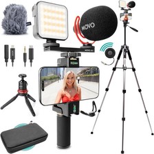 Vlogging Kit Tripod Mic RGB Light for iPhone Android YouTube