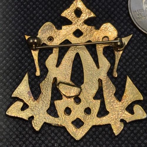 Signed Carolee Black Enamel Goldtone Brooch/Pin - Picture 3 of 3