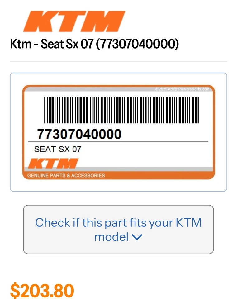 07-11 KTM 150 SX 125 250 450 SX Seat SDG 9 Pleat Gripper Seat 96340 Seat Cover  - Image 2 of 4