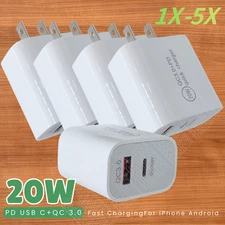 20W Dual Port Type C Charger Plug Fast Charging Block+USB A Brick for iPhone Lot