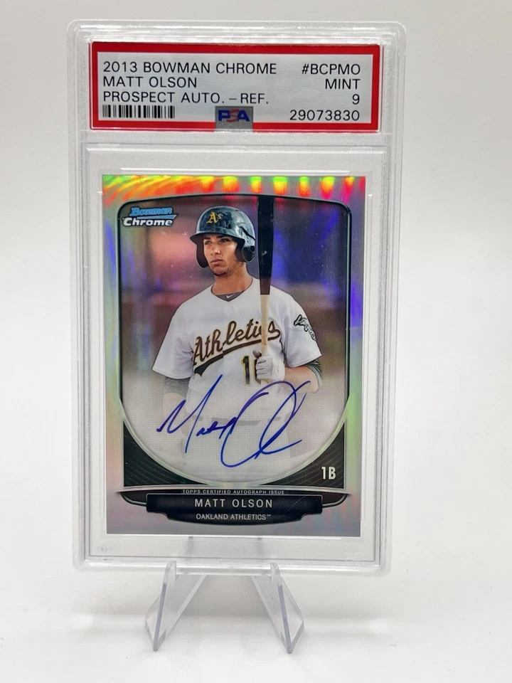 Bowman Chrome Matt Olson Prospect 2013 refractor automático/500 PSA 9 #BCPMO Foto 3 de 4