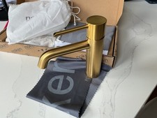 Two bathroom taps  - single lever brushed brass basin mixer round.  Brand new