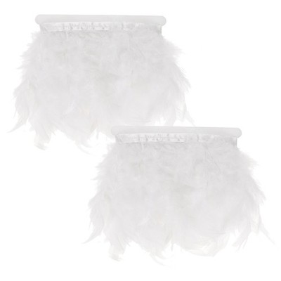 2-Pack Turkey Feather Trim Fringe, 2 Yards 4-6'' Feather [White]