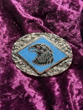 Vintage Handmade Belt Buckle Eagle Crushed Turquoise Black Enamel Made Arizona