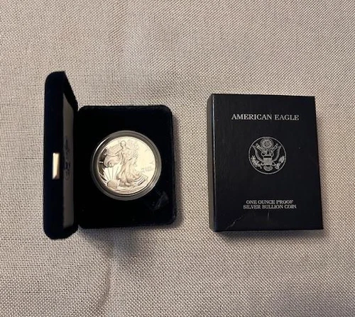 1998 SILVER AMERICAN EAGLE PROOF COIN 1 TROY OZ. w/COA and Original Box