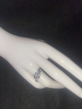 Floral Design 5 Stones Cubic Zirconia Sterling Silver Engagement Ring Sz. 8