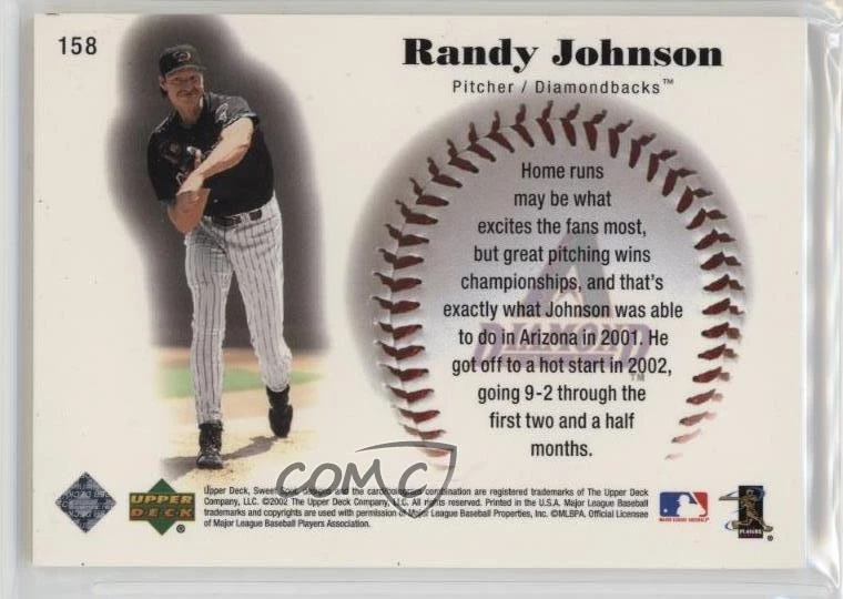 2002 Upper Deck Sweet Spot Game Faces Blue Portraits Randy Johnson #158 HOF - Image 2 of 2