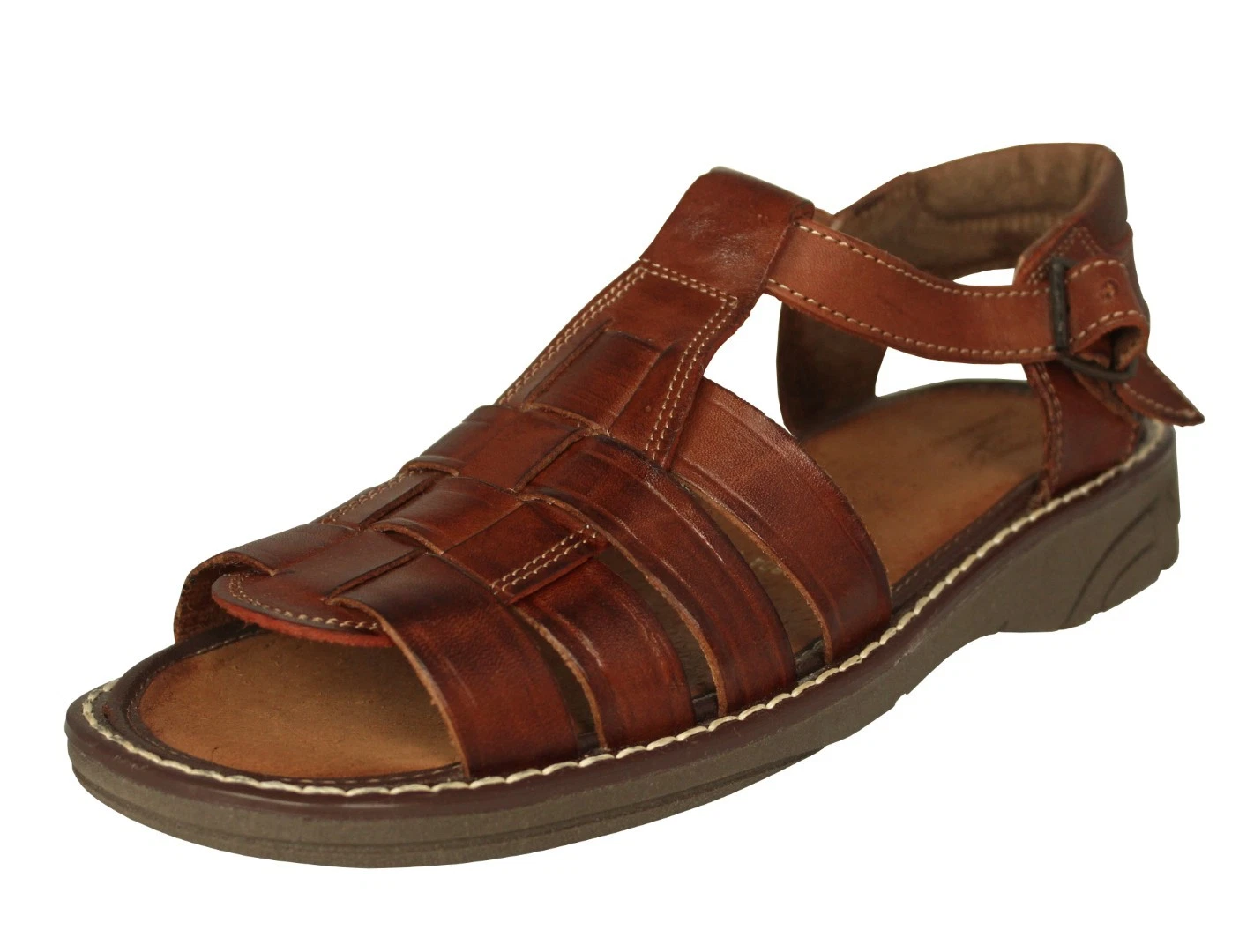 Mens Authentic Mexican Huarache Sandals Handmade Real Leather Buckle Chedron