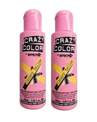 2x Crazy Color Semi-Permanent Conditioning Haarfarbe Farbe Creme - Kanariengelb
