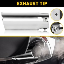 AUXITO Exhaust Car Tip 2.5 Silver Stainless In Matte Muffler Steel Clamp-On Pipe