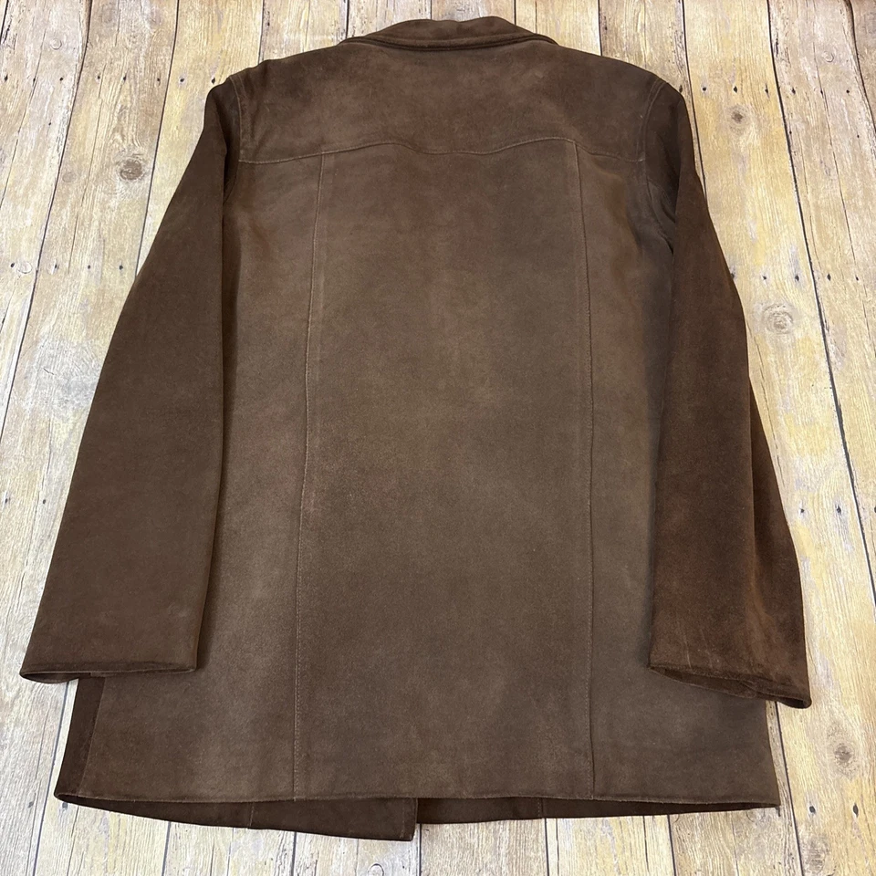 J Crew Suede Leather Toggle Coat Jacket Removable Plaid Lining Mens Medium - Image 2 of 4