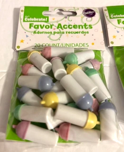 Baby Bottle Shower Favor Accents lot of 3 packs of 20 Wilton plastic 1" - Image 2 of 3