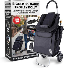 Bigger Trolley Dolly, Black Shopping Grocery Foldable Cart