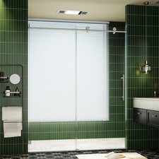 56-60"Wx74"H Single Sliding soft-close Shower Doors, 5/16" Glass Brushed Nickel