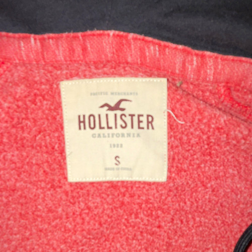 Hollister Men’s Red Solid Pullover Hoodie Logo Long Sleeve Size S