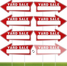 7 PC Yard Sale Signs with Stakes, 17" X 6", Double-Sided Yard Sale Arrows Sign w