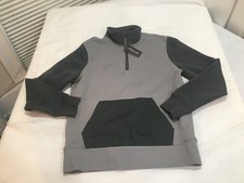 NWT 128.00 Michael Kors Mens Fleece Lined 1/4 Zip Sweater Gray Size MEDIUM