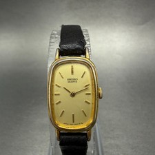 Seiko Watch Women 15mm Champagne Dial Gold Tone Oval 1320-5530 New Battery VTG