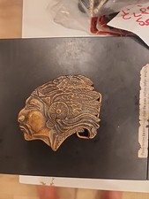 vintage brass belt buckle indian head native american chief
