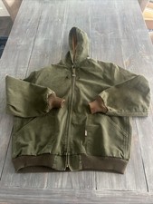 VTG Walls Green Duck Canvas Hooded Work Jacket 2XL Made In USA  Detroit  Style