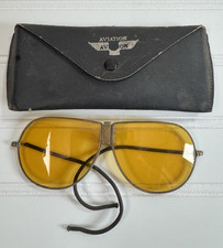 Authentic Vintage WW2 Era Folding Aviator Glasses w/ Case Tinted Motorcycle
