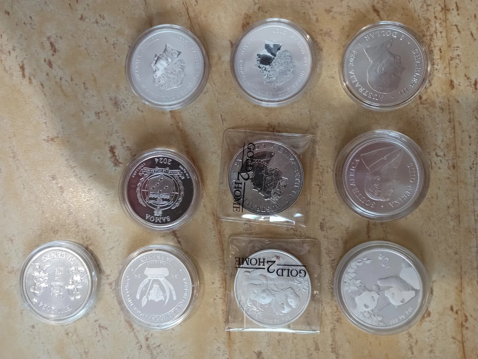 Lotto monete da N. 10 Once D'argento Puro 999 - Immagine 3 di 4
