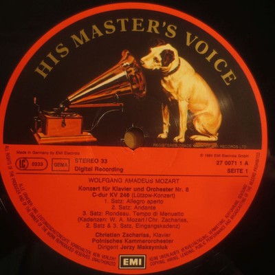 Wolfgang Amadeus Mozart Kv 246 Concerto No.8 C Dur LP Vinyl