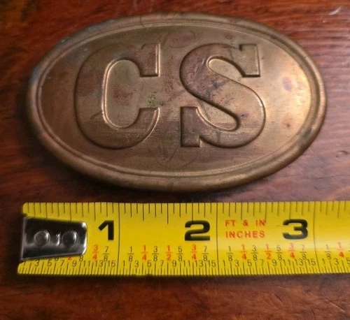 VINTAGE Replica Brass CS Civil War Belt Buckle Confederate States Belt Buckle