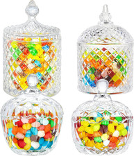 Glass Candy Dish with Lid Set of 4 Crystal Glass Candy Jar Jewelry Box Dappen Di