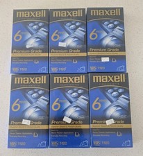 Lot of 6 Maxell VHS T-120 6-hr Premium Grade VCR Blank Video Cassette Tapes NEW