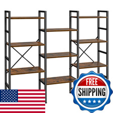 Superjare Triple 4 Tier Bookshelf Bookcase 11 Open Display Shelves Wide Book