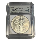 2001 AMERICAN SILVER EAGLE ICG MS70  - Austin Hutto Signed- Flawless Coin 7B