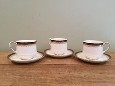 Royal Albert Paragon Clarence Bone China England Footed Cup & Saucer Sets Of 3