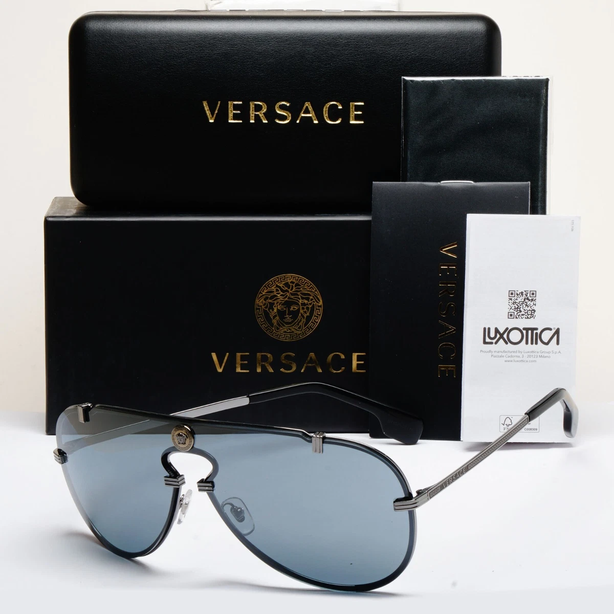 Versace Shield Mirrored Sunglasses for Men for sale | eBay display picture 2